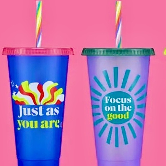 Starbucks Fluorescent Positivity Reusable Cold Cup Rainbow straws gift set of 5 - Picture 9 of 10